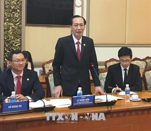 Ông Lê Thanh Liêm, Phó Chủ tịch Thường trực UBND Thành phố Hồ Chí Minh phát biểu tại buổi tiếp. Ảnh: Thu Hoài – TTXVN Ông Lê Thanh Liêm, Phó Chủ tịch Thường trực UBND Thành phố Hồ Chí Minh phát biểu tại buổi tiếp. Ảnh: Thu Hoài – TTXVN