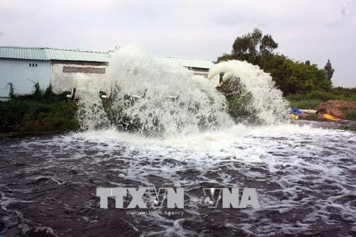 Bơm nước bổ sung từ ngoài vùng đệm vào vùng lõi Vườn quốc gia U Minh Thượng. Ảnh: Lê Sen-TTXVN Bơm nước bổ sung từ ngoài vùng đệm vào vùng lõi Vườn quốc gia U Minh Thượng. Ảnh: Lê Sen-TTXVN