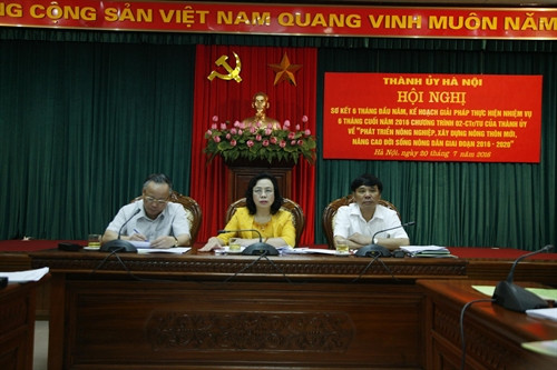 Phó Bí thư Thường trực Thành ủy Hà Nội Ngô Thị Thanh Hằng chủ trì hội nghị. Ảnh: Phan Ngọc Đức