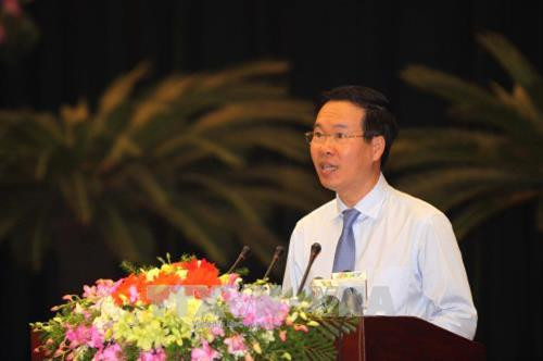 Đồng chí Võ Văn Thưởng phát biểu tại hội nghị. Ảnh: Thanh Vũ-TTXVN Đồng chí Võ Văn Thưởng phát biểu tại hội nghị. Ảnh: Thanh Vũ-TTXVN