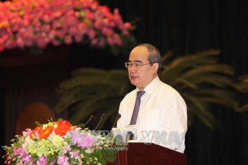 Đồng chí Nguyễn Thiện Nhân phát biểu tại hội nghị. Ảnh: Thanh Vũ-TTXVN Đồng chí Nguyễn Thiện Nhân phát biểu tại hội nghị. Ảnh: Thanh Vũ-TTXVN