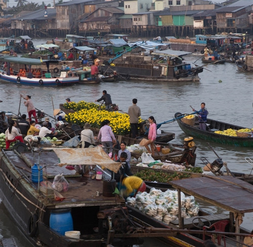 Một góc chợ nổi Cái Răng (Cần Thơ). Ảnh: TTXVN