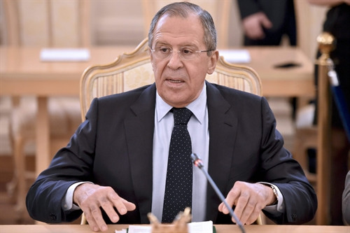 Trong ảnh (tư liệu): Ngoại trưởng Sergei Lavrov tại một hội nghị ở Moskva ngày 13/4. AFP/TTXVN