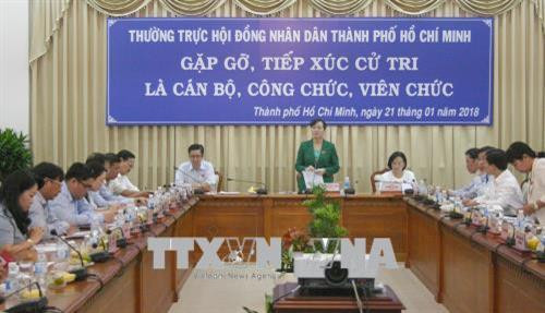 Chủ tịch HĐND Thành phố Hồ Chí Minh Nguyễn Thị Quyết Tâm phát biểu tại buổi tiếp xúc cử tri. Ảnh: Tiến Lực – TTXVN Chủ tịch HĐND Thành phố Hồ Chí Minh Nguyễn Thị Quyết Tâm phát biểu tại buổi tiếp xúc cử tri. Ảnh: Tiến Lực – TTXVN