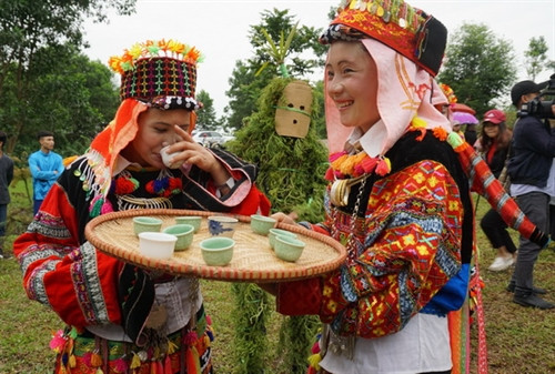Trước khi vào lễ chính, trưởng họ mời thầy cúng tiền hành lễ trình tổ tiên với nghi thức cắt tiết gà Thầy cúng làm lễ báo cáo và mời tổ tiên về dự lễ và hưởng lễ vật con cháu dâng lên Điểm độc đáo trong trong nghi lễ này là những nam thanh niên khỏe mạnh buộc cỏ cây hoa lên lên người hóa trang thành Ma Cỏ để nhảy múa. Trống đồng là nhạc cụ duy nhất trong lễ cúng tổ tiên của người Lô Lô Các cô gái múa nghi lễ cùng Ma Cỏ theo nhịp trống đồng rộn rã tại bãi đất trống trước nhà giữa các phần cúng của thầy cúng Nghi lễ kết thúc, người trong gia đình đi mời rượu những người tham gia Trước khi vào lễ chính, trưởng họ mời thầy cúng tiền hành lễ trình tổ tiên với nghi thức cắt tiết gà Thầy cúng làm lễ báo cáo và mời tổ tiên về dự lễ và hưởng lễ vật con cháu dâng lên Điểm độc đáo trong trong nghi lễ này là những nam thanh niên khỏe mạnh buộc cỏ cây hoa lên lên người hóa trang thành Ma Cỏ để nhảy múa. Trống đồng là nhạc cụ duy nhất trong lễ cúng tổ tiên của người Lô Lô Các cô gái múa nghi lễ cùng Ma Cỏ theo nhịp trống đồng rộn rã tại bãi đất trống trước nhà giữa các phần cúng của thầy cúng Nghi lễ kết thúc, người trong gia đình đi mời rượu những người tham gia
