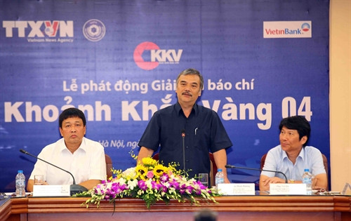 Phó Tổng Giám đốc TTXVN Nguyễn Hoài Dương phát biểu tại lễ phát động.. Ảnh: Quý Trung- TTXVN Phó Tổng Giám đốc TTXVN Nguyễn Hoài Dương phát biểu tại lễ phát động.. Ảnh: Quý Trung- TTXVN