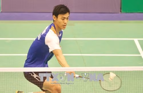 Tay vợt Shesar Hiren Rhustavito của Indonesia đoạt chức vô địch nội dung đơn nam. Ảnh: Quang Nhựt - TTXVN