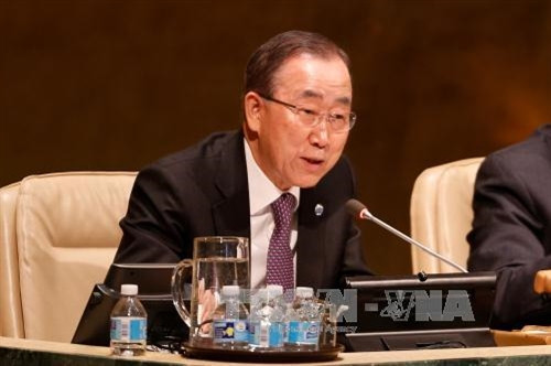 Tổng thư ký LHQ Ban Ki-moon phát biểu trong một phiên họp của LHQ tại New York, Mỹ, ngày 11/1. THX/TTXVN