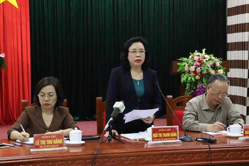 Phó Bí thư Thường trực Thành ủy Hà Nội Ngô Thị Thanh Hằng phát biểu kết luận buổi làm việc.