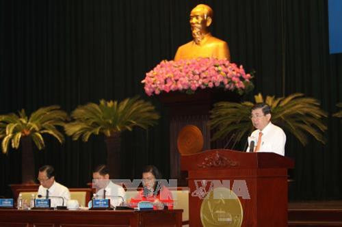 Chủ tịch UBND Thành phố Hồ Chí Minh Nguyễn Thành Phong phát biểu khai mạc Hội nghị. Ảnh: Thanh Vũ-TTXVN Chủ tịch UBND Thành phố Hồ Chí Minh Nguyễn Thành Phong phát biểu khai mạc Hội nghị. Ảnh: Thanh Vũ-TTXVN