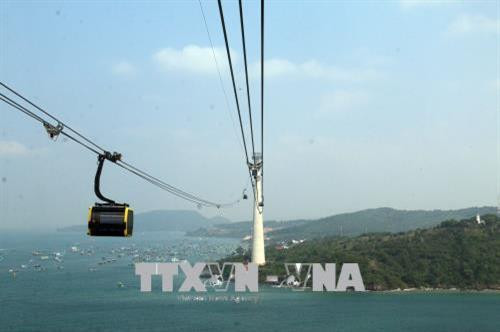 Tuyến cáp treo từ An Thới – Hòn Thơm Ảnh: Lê Sen - TTXVN