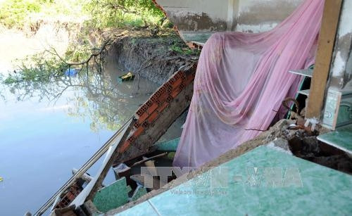 Hiện trường vụ sạt lở. Ảnh: An Hiếu - TTXVN