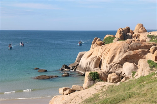 Bãi Tiên, một trong những điểm đến hoang sơ và đẹp của đảo Hòn Cau. Ảnh: Nguyễn Thanh - TTXVN Bãi Tiên, một trong những điểm đến hoang sơ và đẹp của đảo Hòn Cau. Ảnh: Nguyễn Thanh - TTXVN