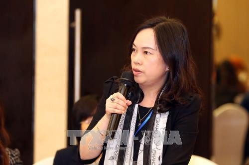 Bà Trần Thị Liễu, Vụ Kế hoạch tài chính (thuộc Bộ Lao động – Thương binh và Xã hội) phát biểu tại Hội thảo. Ảnh: Anh Tuấn – TTXVN