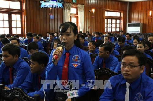 Đại diện đoàn viên, thanh niên nêu ý kiến. Ảnh: Thanh Bình-TTXVN