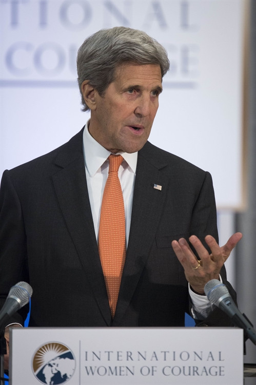 Trong ảnh (tư liệu): Ngoại trưởng Mỹ John Kerry phát biểu tại thủ đô Washington ngày 29/3. AFP/TTXVN
