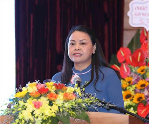 Chủ tịch Trung ương Hội Liên hiệp Phụ nữ Việt Nam Nguyễn Thị Thu Hà phát biểu khai mạc buổi lễ. Ảnh: Phương Hoa – TTXVN Chủ tịch Trung ương Hội Liên hiệp Phụ nữ Việt Nam Nguyễn Thị Thu Hà phát biểu khai mạc buổi lễ. Ảnh: Phương Hoa – TTXVN