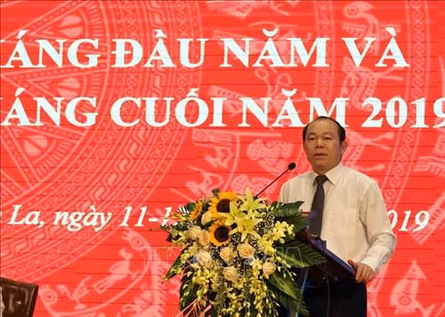 Ông Nguyễn Ngọc Bảo, Bí thư Đảng đoàn, Chủ tịch Liên minh Hợp tác xã Việt Nam phát biểu tại hội nghị. Ảnh: Nguyễn Cường - TTXVN