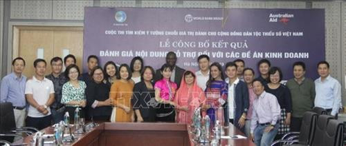 Chị Hồ Thị Viên (thứ 6 từ phải sang) tại Lễ công bố kết quả cuộc thi tìm kiếm ý tưởng chuỗi giá trị dành cho cộng đồng dân tộc thiểu số Việt Nam. Ảnh: Hồng Điệp - TTXVN Chị Hồ Thị Viên (thứ 6 từ phải sang) tại Lễ công bố kết quả cuộc thi tìm kiếm ý tưởng chuỗi giá trị dành cho cộng đồng dân tộc thiểu số Việt Nam. Ảnh: Hồng Điệp - TTXVN