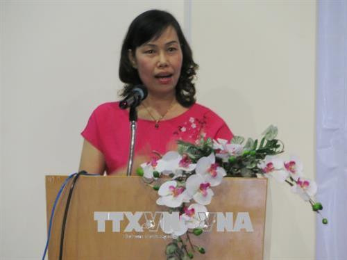 Bà Vũ Lê Y Voan, Phó Ban Hợp tác Quốc tế Trung ương Hội Nông dân Việt Nam chia sẻ các thông điệp của chương trình. Ảnh: Ánh Tuyết - TTXVN Bà Vũ Lê Y Voan, Phó Ban Hợp tác Quốc tế Trung ương Hội Nông dân Việt Nam chia sẻ các thông điệp của chương trình. Ảnh: Ánh Tuyết - TTXVN