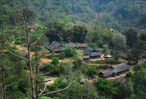 Các hộ gia đình sống quần cư ở Pha Đin. Ảnh: Văn Dũng – TTXVN