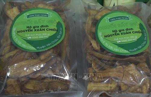 Sản phẩm chuối sấy giòn của một hộ gia đình ở huyện Yên Châu, tỉnh Sơn La. Ảnh: Nguyễn Cường - TTXVN Sản phẩm chuối sấy giòn của một hộ gia đình ở huyện Yên Châu, tỉnh Sơn La. Ảnh: Nguyễn Cường - TTXVN