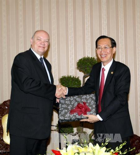 Ngày 4/10/2017, tại Thành phố Hồ Chí Minh, Phó Chủ tịch Thường trực UBND Thành phố Hồ Chí Minh Lê Thanh Liêm tiếp Bộ trưởng Bộ ngoại thương và Đầu tư Cuba Rodrigo Diaz đang có chuyến thăm và làm việc tại Việt Nam. Ảnh: Thanh Vũ-TTXVN