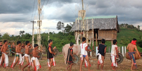 Nhà Rông thờ thần Yang Plút và là nơi tổ chức lễ hội ăn mừng lúa mới. Nhà Rông thờ thần Yang Plút và là nơi tổ chức lễ hội ăn mừng lúa mới.