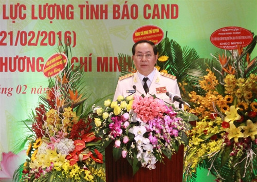 Đại tướng Trần Đại Quang, Ủy viên Bộ Chính trị, Bộ trưởng Bộ Công an phát biểu. Ảnh: TTXVN phát