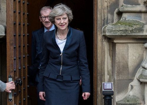 Bà Theresa May trong cuộc họp báo ở thủ đô London ngày 11/7. AFP/TTXVN