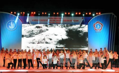 Một tiết mục văn nghệ tại lễ kỷ niệm 67 năm ngày truyền thống Học sinh - sinh viên Việt Nam. Ảnh: An Hiếu – TTXVN