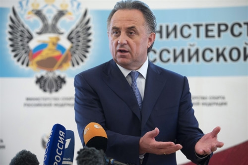 Bộ trưởng Thể thao Nga Vitaly Mutko trong cuộc họp báo tại thủ đô Moskva ngày 21/7. EPA/TTXVN Bộ trưởng Thể thao Nga Vitaly Mutko trong cuộc họp báo tại thủ đô Moskva ngày 21/7. EPA/TTXVN