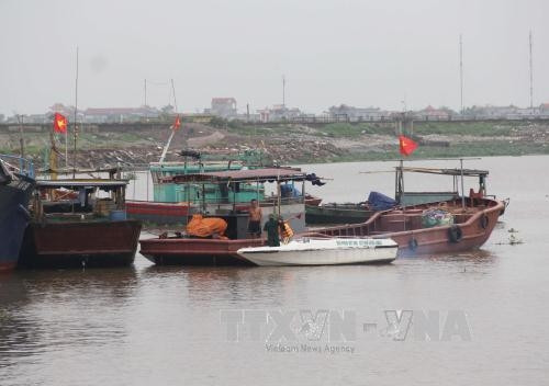 Ngư dân vùng biển Thái Bình đưa tàu thuyền vào bờ tránh bão số 3. Ảnh: Xuân Tiến-TTXVN Ngư dân vùng biển Thái Bình đưa tàu thuyền vào bờ tránh bão số 3. Ảnh: Xuân Tiến-TTXVN