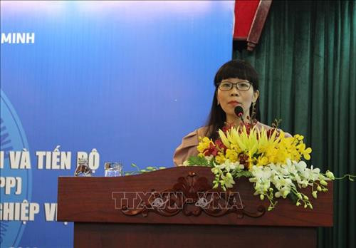 Bà Phạm Quỳnh Mai, Phó Vụ trưởng Vụ Chính sách đa biên (Bộ Công thương), phát biểu tại Hội thảo. Ảnh: Xuân Anh - TTXVN Bà Phạm Quỳnh Mai, Phó Vụ trưởng Vụ Chính sách đa biên (Bộ Công thương), phát biểu tại Hội thảo. Ảnh: Xuân Anh - TTXVN