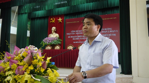 Chủ tịch UBND TP Hà Nội Nguyễn Đức Chung phát biểu tại buổi công bố. Ảnh: Mạnh Khánh/TTXVN