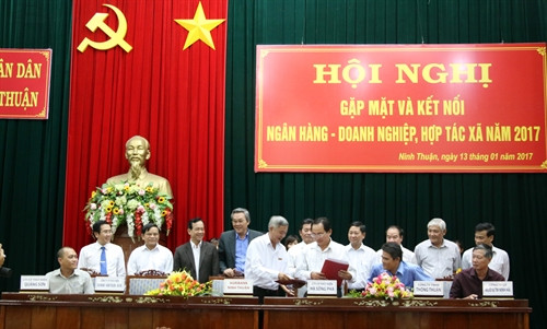 Đại diện lãnh đạo các ngân hàng thương mại ký kết cho 14 doanh nghiệp vay với tổng số tiền cho 1.700 tỷ đồng để đầu tư phát triển nông nghiệp, công nghiệp, thương mại và dịch vụ. Ảnh: Đức Ánh - TTXVN Đại diện lãnh đạo các ngân hàng thương mại ký kết cho 14 doanh nghiệp vay với tổng số tiền cho 1.700 tỷ đồng để đầu tư phát triển nông nghiệp, công nghiệp, thương mại và dịch vụ. Ảnh: Đức Ánh - TTXVN