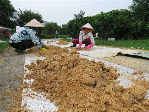 Phơi số thức ăn chăn nuôi bị ướt còn sót lại sau trận lũ tại trang trại anh Nguyễn Đình Sơn, thôn Thuận Phước, xã Thuận Đức, thành phố Đồng Hới (Quảng Bình) . Phơi số thức ăn chăn nuôi bị ướt còn sót lại sau trận lũ tại trang trại anh Nguyễn Đình Sơn, thôn Thuận Phước, xã Thuận Đức, thành phố Đồng Hới (Quảng Bình) .