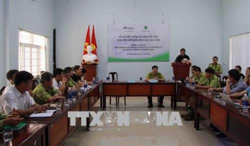 Lễ ký kết thỏa thuận hỗ trợ chuyển đổi mô hình du lịch voi tại Vườn Quốc gia Yok Đôn. Ảnh: Phạm Cường-TTXVN Lễ ký kết thỏa thuận hỗ trợ chuyển đổi mô hình du lịch voi tại Vườn Quốc gia Yok Đôn. Ảnh: Phạm Cường-TTXVN