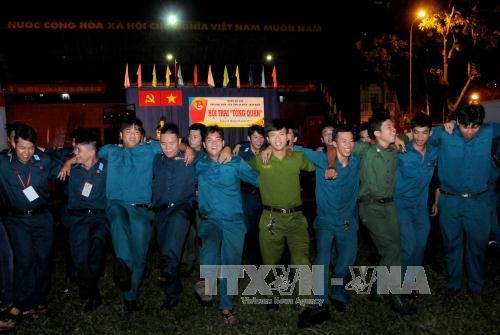 Các tân chiến sỹ tham gia Hội Trại Tòng Quân 2017 tại Quận Gò Vấp, Thành phố Hồ Chí Minh.Ảnh: An Hiếu - TTXVN
