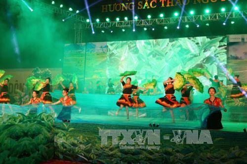 Chương trình nghệ thuật Hương sắc chè cao nguyên tại lễ khai mạc. Ảnh: Hữu Quyết - TTXVN Chương trình nghệ thuật Hương sắc chè cao nguyên tại lễ khai mạc. Ảnh: Hữu Quyết - TTXVN