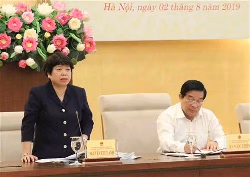 Chủ nhiệm Ủy ban về các vấn đề xã hội của Quốc hội Nguyễn Thúy Anh phát biểu. Ảnh: Văn Điệp - TTXVN
