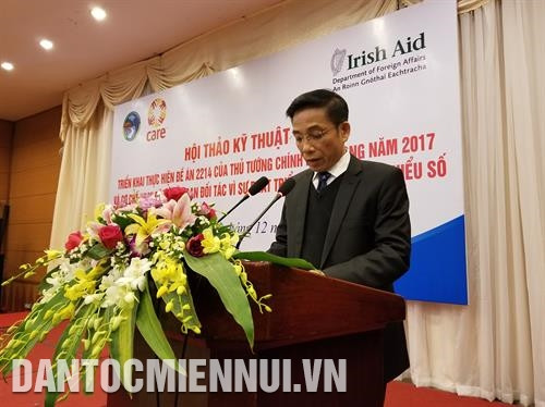 Đồng chí Đinh Quế Hải, Phó Chủ nhiệm Ủy ban Dân tộc phát biểu khai mạc hội thảo. Ảnh: Hoàng Tâm Đồng chí Đinh Quế Hải, Phó Chủ nhiệm Ủy ban Dân tộc phát biểu khai mạc hội thảo. Ảnh: Hoàng Tâm