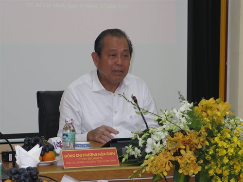 Phó Thủ tướng Thường trực Chính phủ Trương Hòa Bình phát biểu. Ảnh: Hoàng Hải-TTXVN