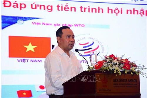 Phó Giáo sư, Tiến sĩ Vũ Hải Quân, Phó Giám đốc thường trực Đại học Quốc gia Thành phố Hồ Chí Minh phát biểu tại hội thảo. Ảnh: Thanh Vũ-TTXVN