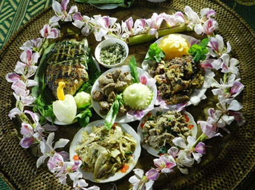 Mâm cỗ trong lễ cưới của người Bru - Vân Kiều Mâm cỗ trong lễ cưới của người Bru - Vân Kiều