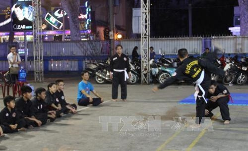 Các võ sinh thực hiện thế phòng vệ tại lớp Võ cổ truyền Việt Nam. Ảnh: Xuân Dự - TTXVN. Các võ sinh thực hiện thế phòng vệ tại lớp Võ cổ truyền Việt Nam. Ảnh: Xuân Dự - TTXVN.