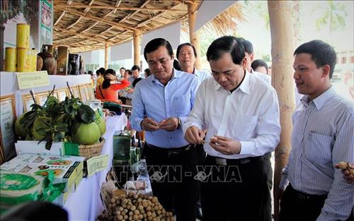 Các đại biểu tham quan gian hàng trưng bày các sản phẩm đặc trưng trong xây dựng nông thôn mới. Ảnh: Trần Tĩnh - TTXVN Các đại biểu tham quan gian hàng trưng bày các sản phẩm đặc trưng trong xây dựng nông thôn mới. Ảnh: Trần Tĩnh - TTXVN