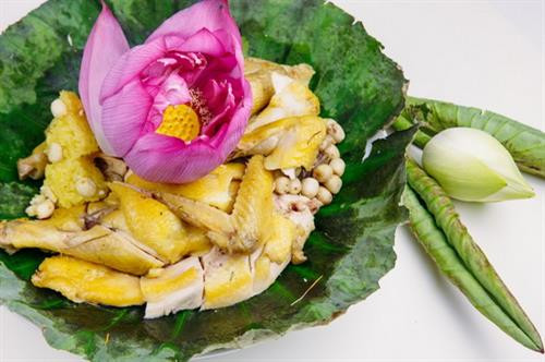 Thịt gà hấp lá sen bổ dưỡng, thanh nhiệt. Thịt gà hấp lá sen bổ dưỡng, thanh nhiệt.