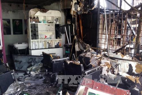 Hiện trường vụ cháy. Ảnh: Tuấn Anh-TTXVN phát