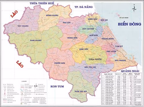 Bản đồ hành chính tỉnh Quảng Nam. Nguồn: quangnam.gov.vn